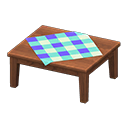Tavolo di legno (Legno scuro, Blu)