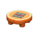 Tavolo tondo tronco (Legno arancione, Stampa geometrica)