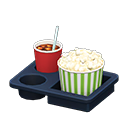 Menu popcorn e bibita (Salato e caffè con ghiaccio, Righe verdi)