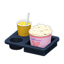 Menu popcorn e bibita (Salato e succo d’arancia, Fiocco)