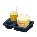 Menu popcorn e bibita (Salato e succo d’arancia, Gialla con scritta)