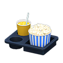 Menu popcorn e bibita (Salato e succo d’arancia, Righe blu)