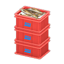 Pila di cassette per pesce (Rosso, Logo)