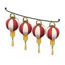Set di lanterne tonde (Dorato, Righe rosse e bianche)