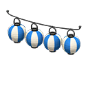Set di lanterne tonde (Nero, Righe blue e bianche)