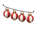 Set di lanterne tonde (Ottone, Righe rosse e bianche)