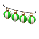 Set di lanterne tonde (Ottone, Righe verdi e bianche)