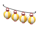 Set di lanterne tonde (Rosso, Righe gialle e bianche)